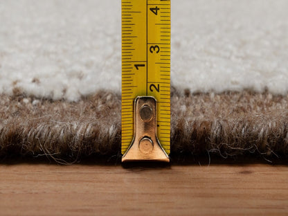 Modern / Contemporary hand-knotted wool runner in Ivory & Chocolate Brown, 2'5" x 8'3" — SKU O092265 (view 7)