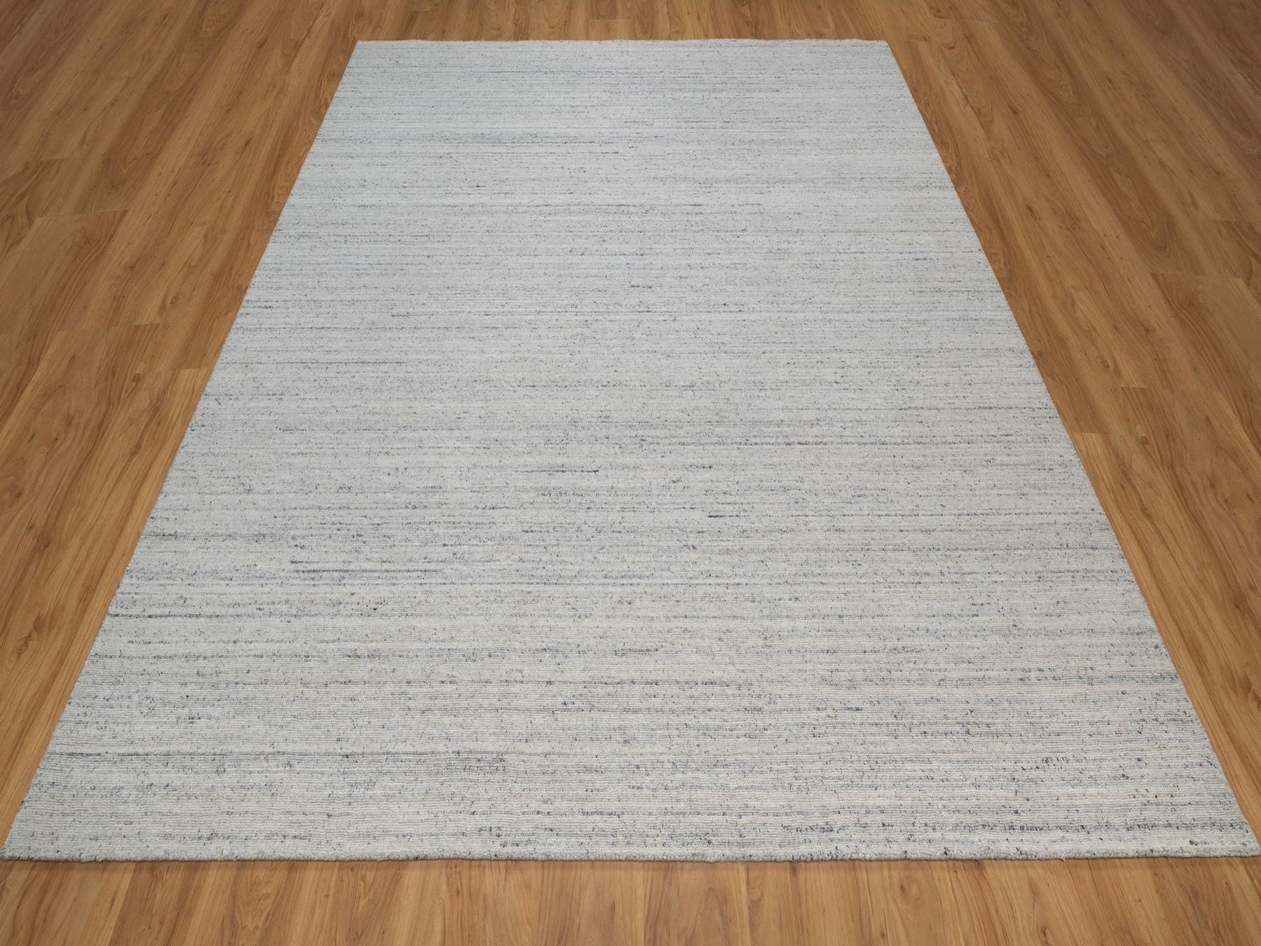 Grey 8'1" x 9'11" Modern and Contemporary Handloom Wool Rug - Sku: O092269