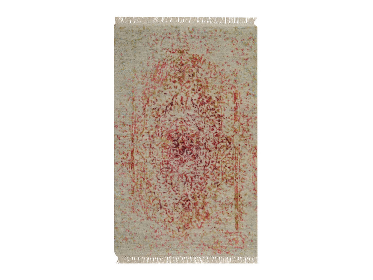 Modern / Contemporary hand-knotted wool/silk rug in Pink, 1'11" x 3'1" — SKU O092270