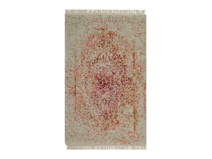 Modern / Contemporary hand-knotted wool/silk rug in Pink, 1'11" x 3'1" — SKU O092270