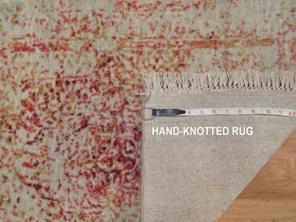 Modern / Contemporary hand-knotted wool/silk rug in Pink, 1'11" x 3'1" — SKU O092270 (view 8)