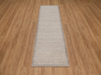 Brown 2'6" x 8'0" Modern and Contemporary Hand knotted Wool Rug - Sku: O092274