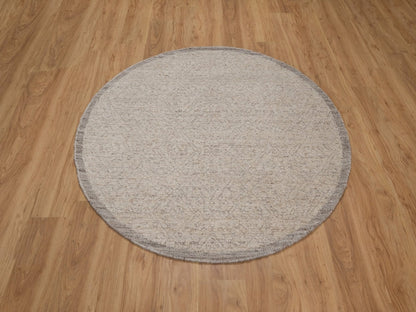 Brown 5'0" x 5'0" Modern and Contemporary Hand knotted Wool Rug - Sku: O092275