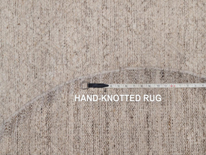 Brown 5'0" x 5'0" Modern and Contemporary Hand knotted Wool Rug - Sku: O092275