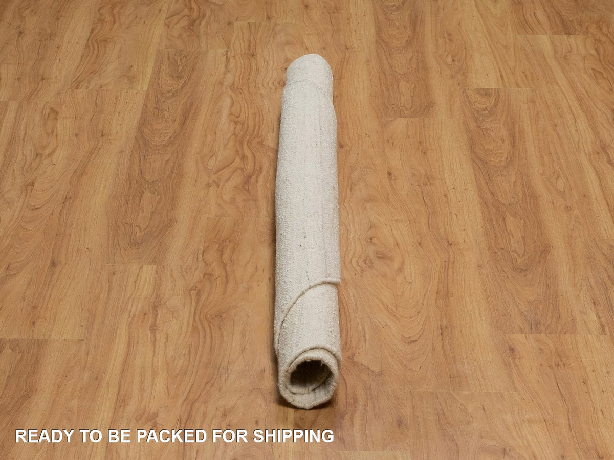 Modern / Contemporary hand-knotted wool rug in Ivory, 5' x 5' — SKU O092276 (view 6)