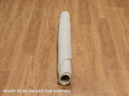Modern / Contemporary hand-knotted wool rug in Ivory, 5' x 5' — SKU O092276 (view 6)