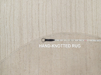 Modern / Contemporary hand-knotted wool rug in Ivory, 5' x 5' — SKU O092276 (view 8)