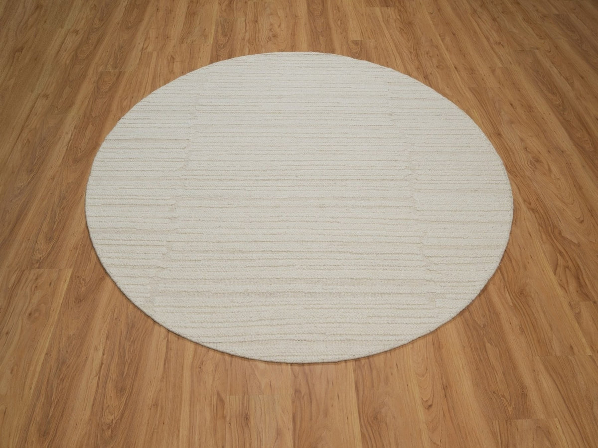 Modern / Contemporary hand-knotted wool rug in Ivory, 6' x 6' — SKU O092277 (view 2)