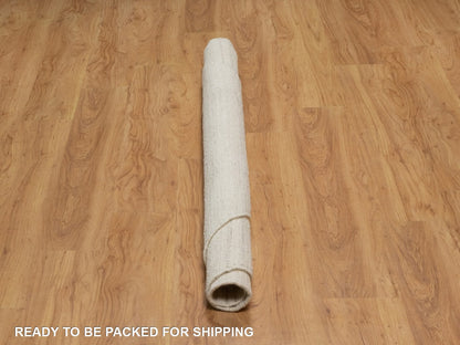 Ivory 6'0" x 6'0" Modern and Contemporary Hand knotted Wool Rug - Sku: O092277