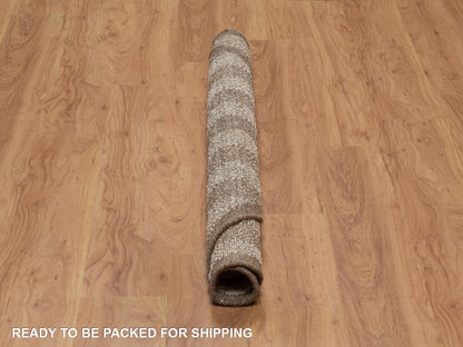 Ivory 5'0" x 5'0" Modern and Contemporary Hand knotted Wool Rug - Sku: O092279