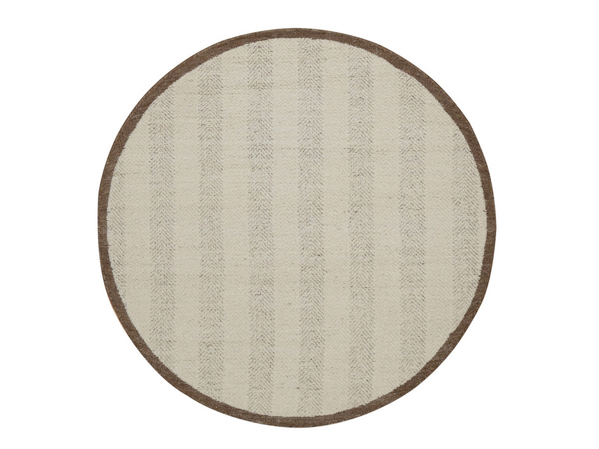 Modern / Contemporary hand-knotted wool rug in Ivory & Chocolate Brown, 5'1" x 5'1" — SKU O092280
