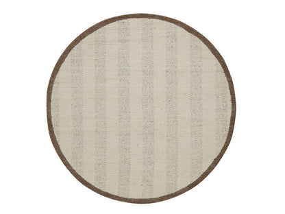 Modern / Contemporary hand-knotted wool rug in Ivory & Chocolate Brown, 5'1" x 5'1" — SKU O092280