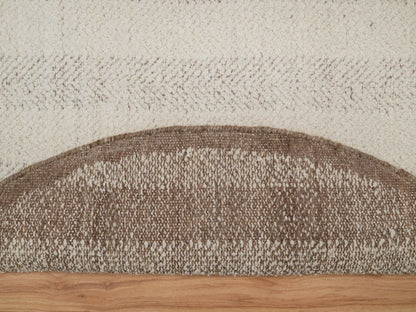 Modern / Contemporary hand-knotted wool rug in Ivory & Chocolate Brown, 5'1" x 5'1" — SKU O092280 (view 3)