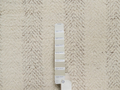 Modern / Contemporary hand-knotted wool rug in Ivory & Chocolate Brown, 5'1" x 5'1" — SKU O092280 (view 4)