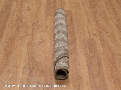 Modern / Contemporary hand-knotted wool rug in Ivory & Chocolate Brown, 5'1" x 5'1" — SKU O092280 (view 6)