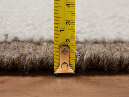 Modern / Contemporary hand-knotted wool rug in Ivory & Chocolate Brown, 5'1" x 5'1" — SKU O092280 (view 7)