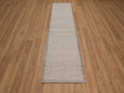 Brown 2'5" x 10'0" Modern and Contemporary Hand knotted Wool Rug - Sku: O092281