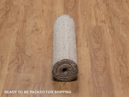 Brown 2'5" x 10'0" Modern and Contemporary Hand knotted Wool Rug - Sku: O092281