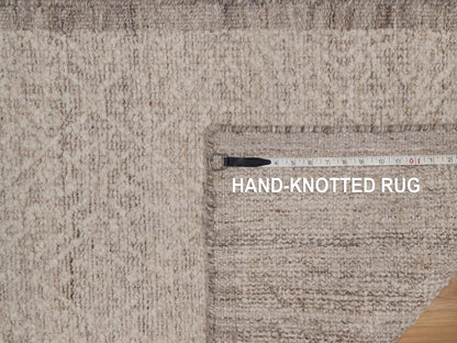 Brown 2'5" x 10'0" Modern and Contemporary Hand knotted Wool Rug - Sku: O092281
