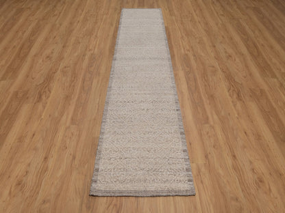 Brown 2'7" x 11'11" Modern and Contemporary Hand knotted Wool Rug - Sku: O092283
