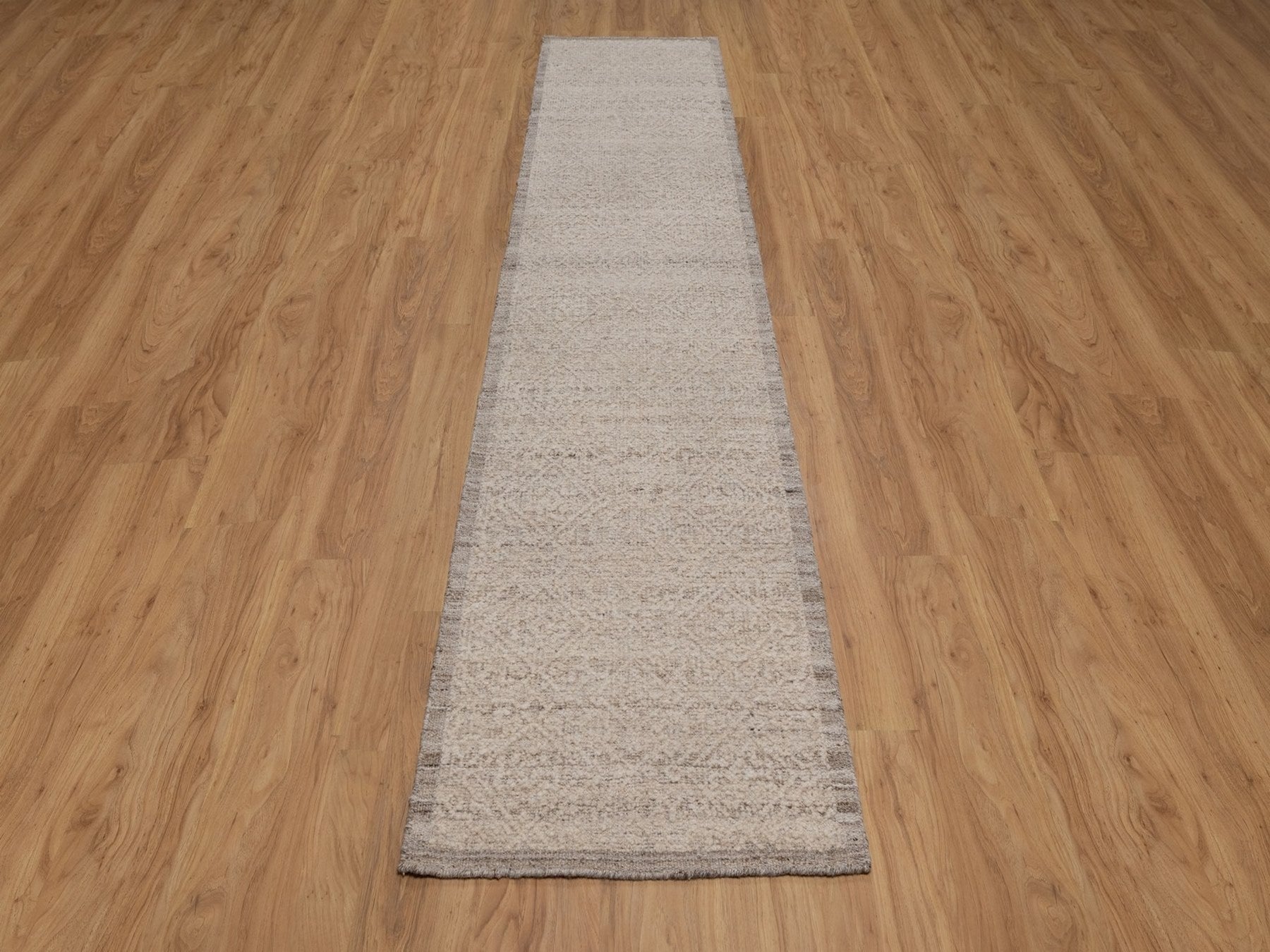 Brown 2'6" x 11'10" Modern and Contemporary Hand knotted Wool Rug - Sku: O092284