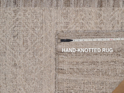 Brown 2'6" x 11'10" Modern and Contemporary Hand knotted Wool Rug - Sku: O092284