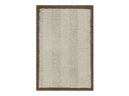Modern / Contemporary hand-knotted wool rug in Ivory & Chocolate Brown, 2'1" x 3' — SKU O092286
