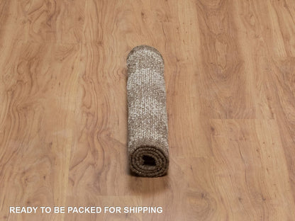 Modern / Contemporary hand-knotted wool rug in Ivory & Chocolate Brown, 2'1" x 3' — SKU O092286 (view 6)