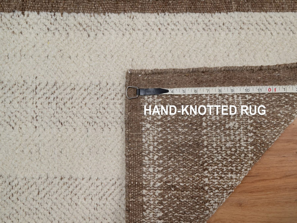 Modern / Contemporary hand-knotted wool rug in Ivory & Chocolate Brown, 2'1" x 3' — SKU O092286 (view 8)
