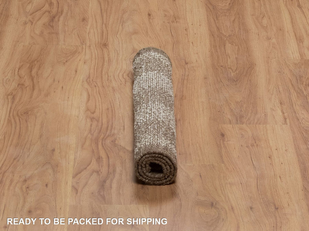 Modern / Contemporary hand-knotted wool rug in Ivory & Chocolate Brown, 2' x 3'1" — SKU O092287 (view 6)