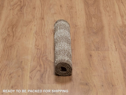 Modern / Contemporary hand-knotted wool rug in Ivory & Chocolate Brown, 2' x 3'1" — SKU O092287 (view 6)