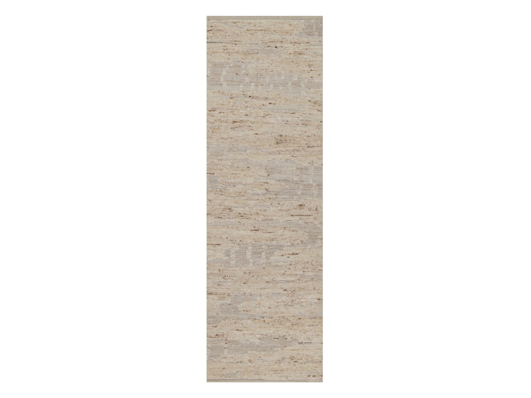 Ivory 2'6" x 8'1" Modern and Contemporary Hand knotted Wool Rug - Sku: O092288