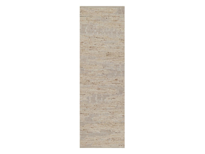 Ivory 2'6" x 8'1" Modern and Contemporary Hand knotted Wool Rug - Sku: O092288