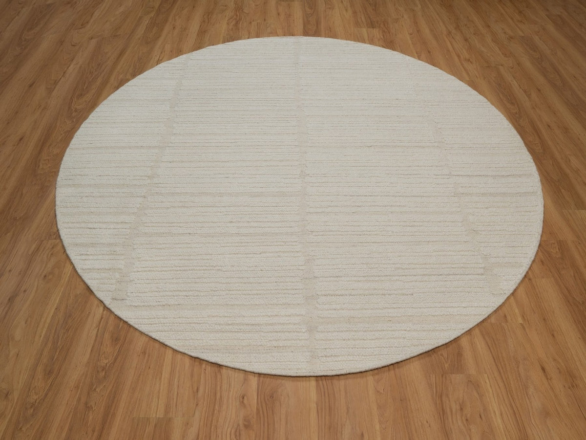 Modern / Contemporary hand-knotted wool rug in Ivory, 8' x 8' — SKU O092295 (view 2)