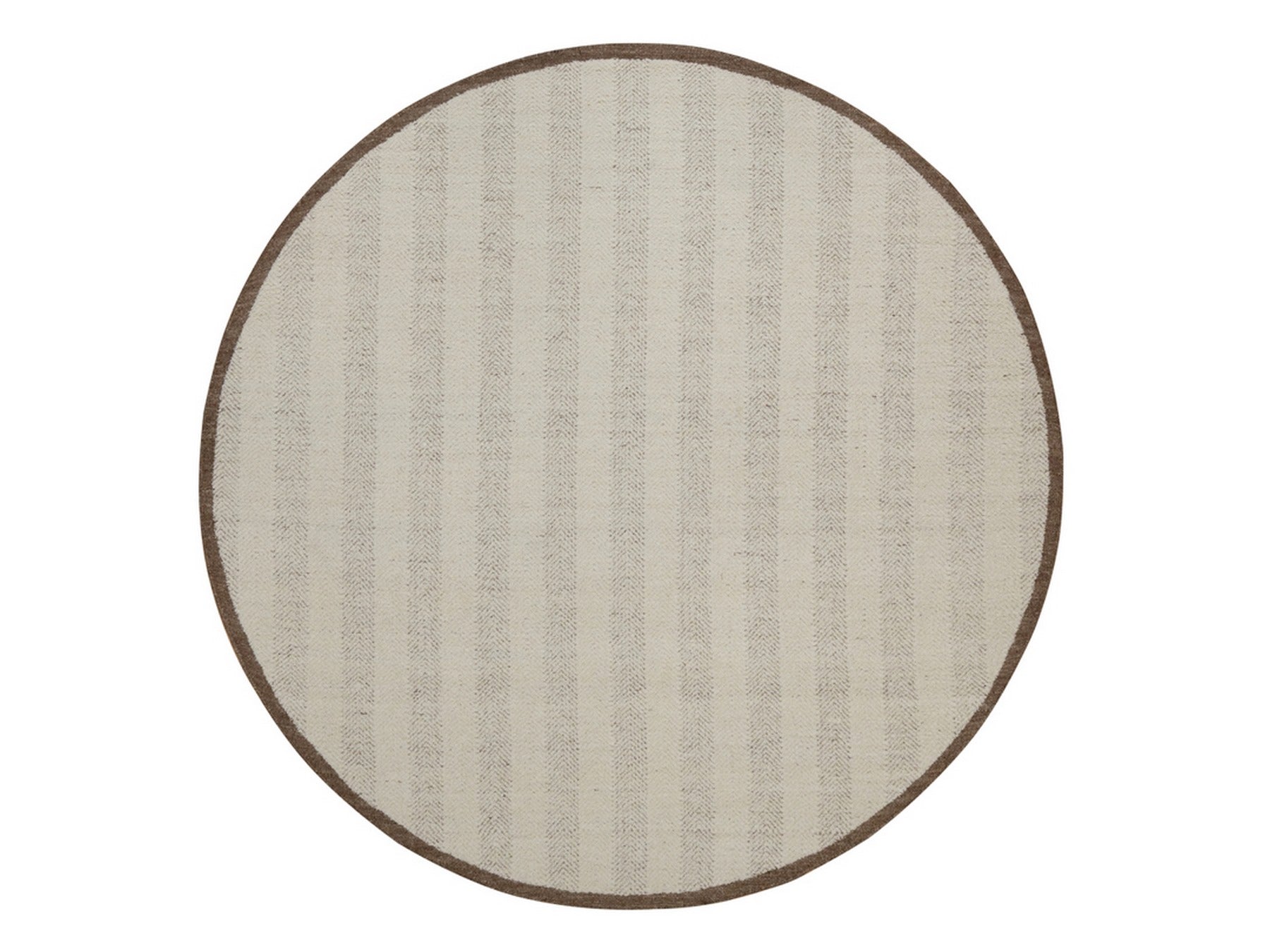 Modern / Contemporary hand-knotted wool rug in Ivory & Chocolate Brown, 7'9" x 7'9" — SKU O092298