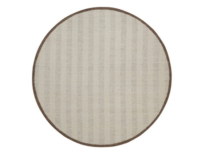 Modern / Contemporary hand-knotted wool rug in Ivory & Chocolate Brown, 7'9" x 7'9" — SKU O092298