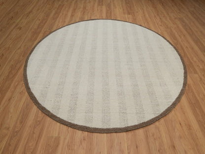Modern / Contemporary hand-knotted wool rug in Ivory & Chocolate Brown, 7'9" x 7'9" — SKU O092298 (view 2)