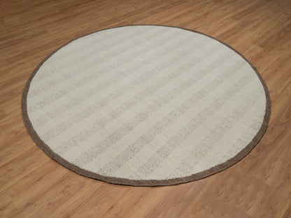 Modern / Contemporary hand-knotted wool rug in Ivory & Chocolate Brown, 7'9" x 7'9" — SKU O092298 (view 3)