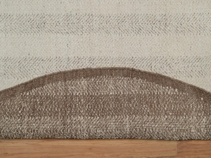Modern / Contemporary hand-knotted wool rug in Ivory & Chocolate Brown, 7'9" x 7'9" — SKU O092298 (view 4)