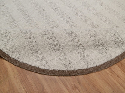 Modern / Contemporary hand-knotted wool rug in Ivory & Chocolate Brown, 7'9" x 7'9" — SKU O092298 (view 6)