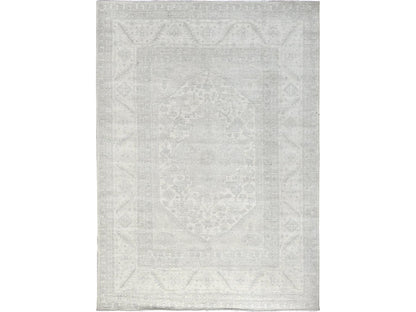 Heriz Oushak hand-knotted wool rug in Ivory, 8'11" x 11'10" — SKU O0922