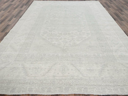 Ivory 8'11" x 11'10" Oushak And Peshawar Hand knotted Wool Rug - Sku: O0922