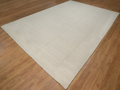 Ivory 10'0" x 14'2" Modern / Contemporary Hand knotted Wool Rug - Sku: O092300