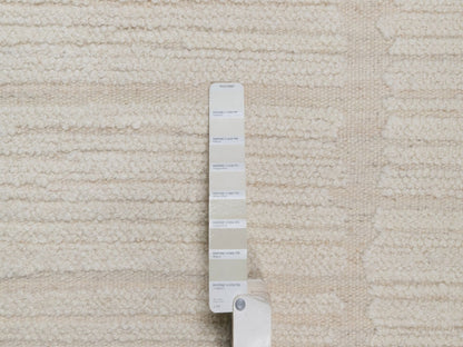 Ivory 10'0" x 14'2" Modern / Contemporary Hand knotted Wool Rug - Sku: O092300