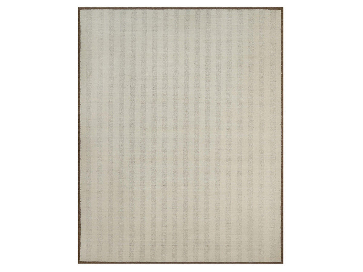 Modern / Contemporary hand-knotted wool rug in Ivory & Chocolate Brown, 12' x 14'11" — SKU O092301