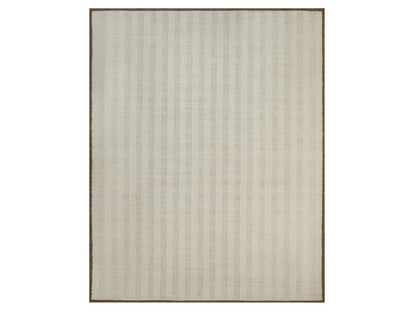 Modern / Contemporary hand-knotted wool rug in Ivory & Chocolate Brown, 12' x 14'11" — SKU O092301