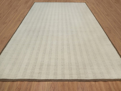 Modern / Contemporary hand-knotted wool rug in Ivory & Chocolate Brown, 12' x 14'11" — SKU O092301 (view 2)