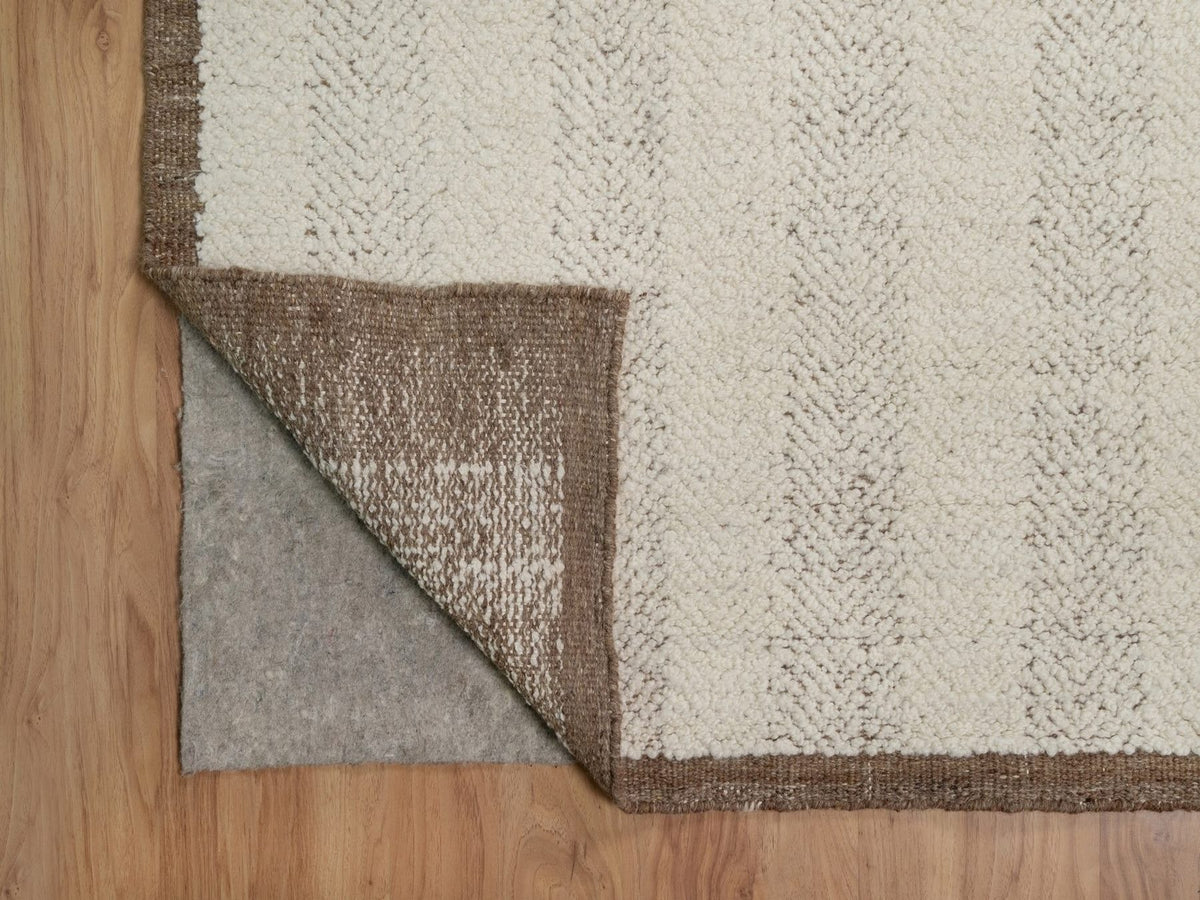 Modern / Contemporary hand-knotted wool rug in Ivory & Chocolate Brown, 12' x 14'11" — SKU O092301 (view 4)