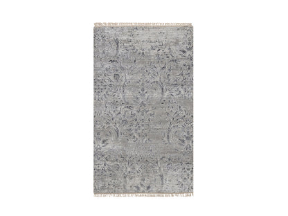 Transitional hand-knotted wool/silk rug in Gray, 3' x 5'1" — SKU O092302
