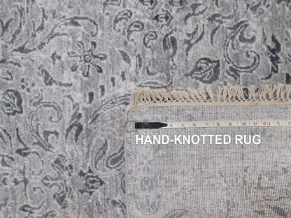 Grey 3'0" x 5'1" Transitional Hand knotted Wool/Silk Rug - Sku: O092302